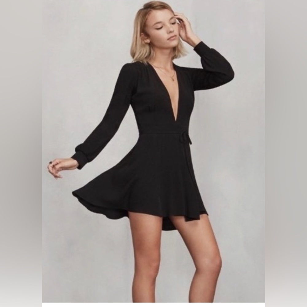 REFORMATION Leslie mini wrap dress in black